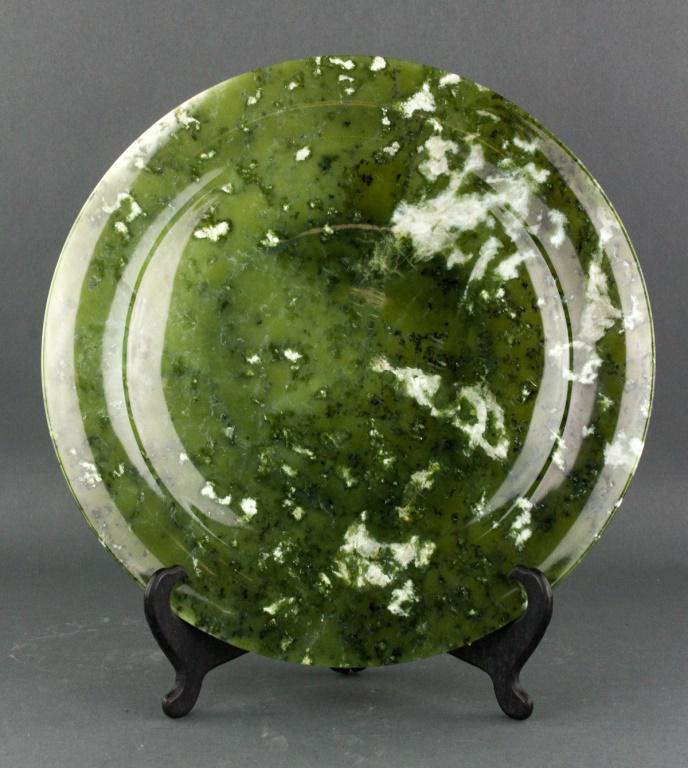 Chinese Spinach Green Hardstone Carved Charger (1 of 5)