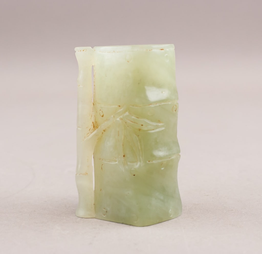 Chinese Hetian Celadon Jade Carved Brush Pot (1 of 8)