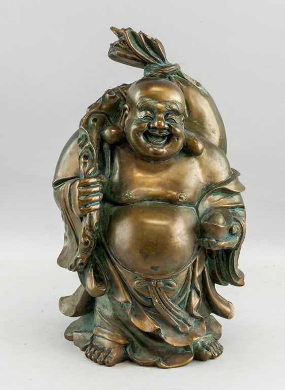 Chinese Bronze Cast Happy Buddha Statue (1 of 8)