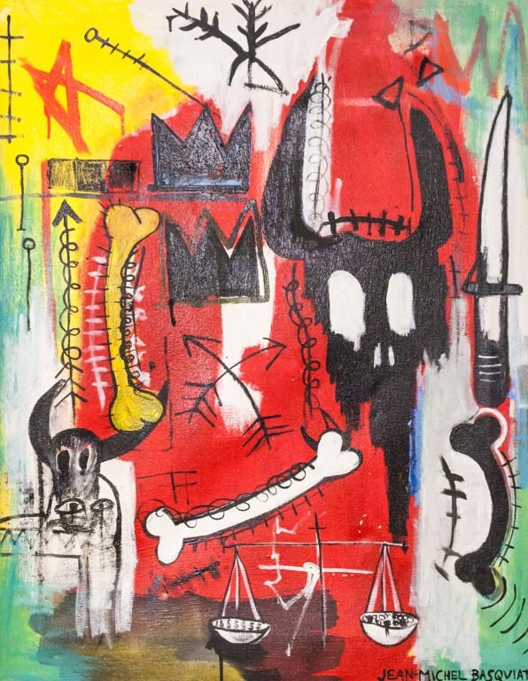 American Oil on Canvas Signed Jean-Michel Basquiat (1 of 7)