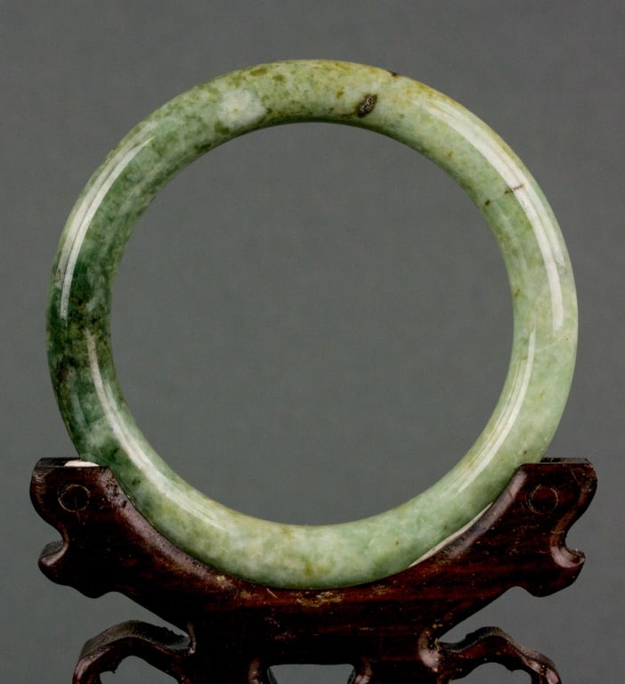 Chinese Natural Green Jadeite Bangle (1 of 4)