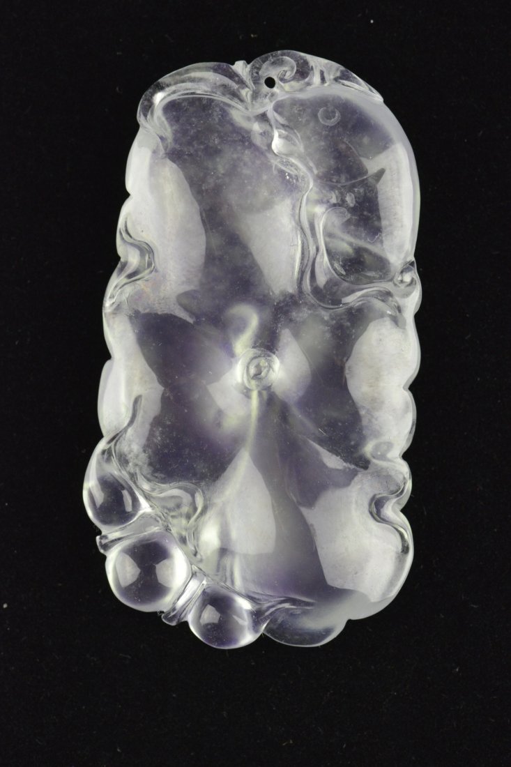Chinese Fine Clear White Jade Pendant - 2