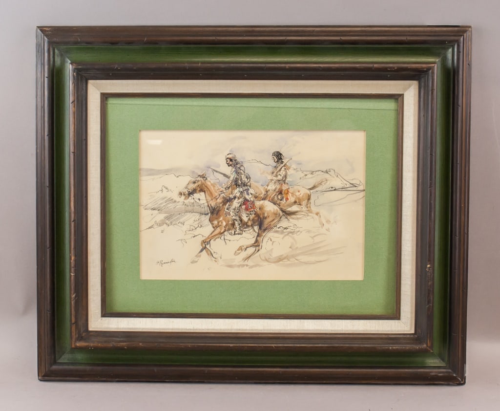 Rare Watercolor on Paper Signed Frederic Remington (1 of 10)