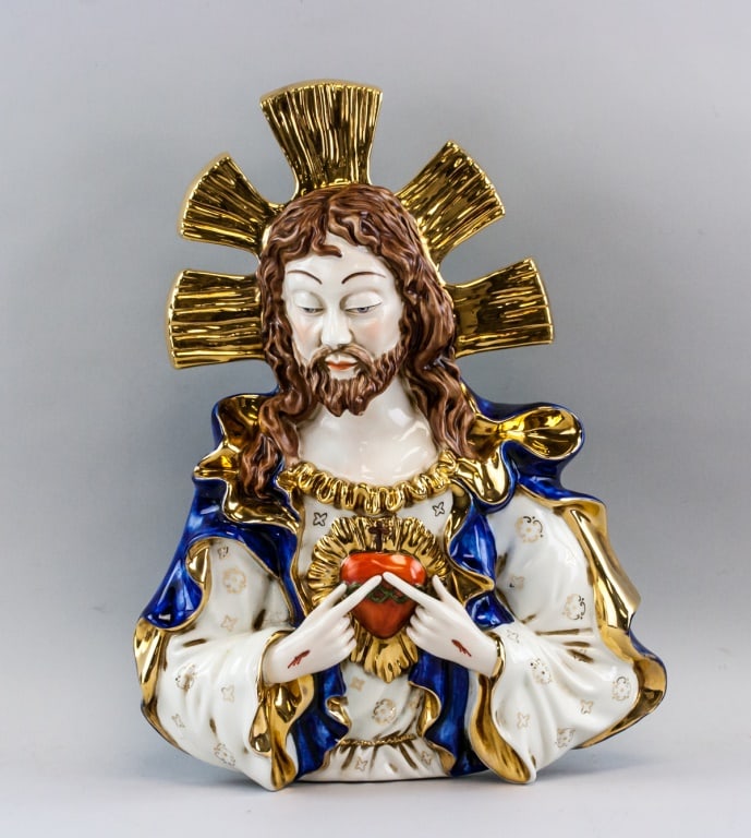 Italian Porcelain Carved Jesus Wall Hanging (1 of 5)