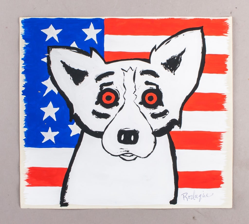 Oil on Paper Sgd George Rodrigue w/ Estate Stamp (1 of 10)