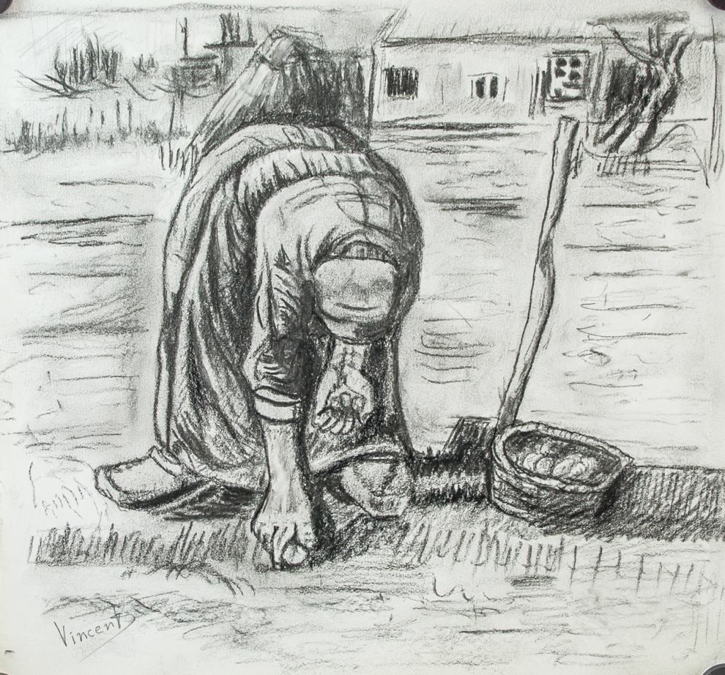 Dutch Charcoal on Paper Signed Vincent van Gogh (1 of 5)