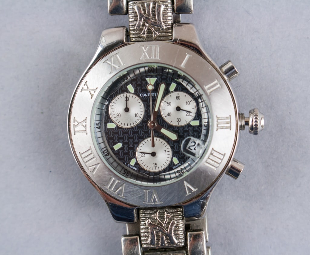 Vintage Marked Cartier 21 Chronoscaph 38mm Watch (1 of 8)