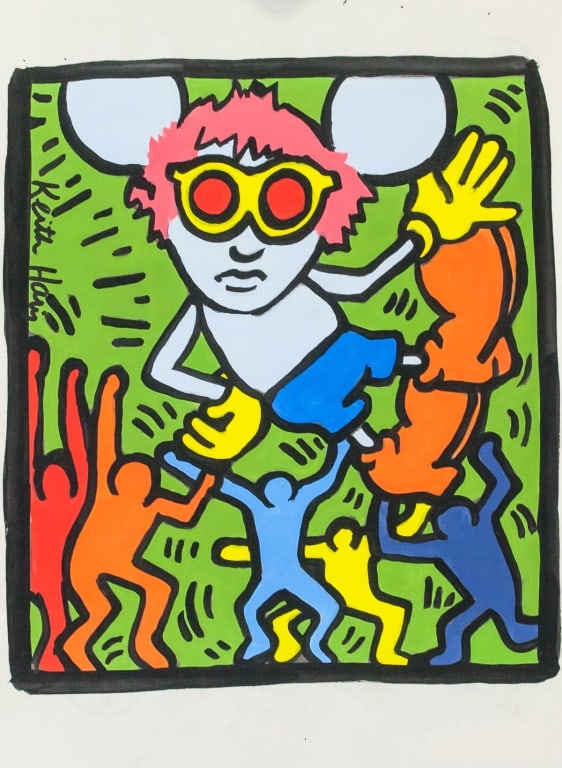 Acrylic Paper Sgd Keith Haring w/ KH Estate Stamp (1 of 7)