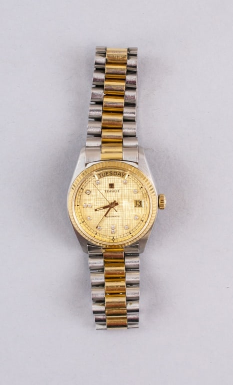 Tissot President Automatic Gold Diamond Watch Auction