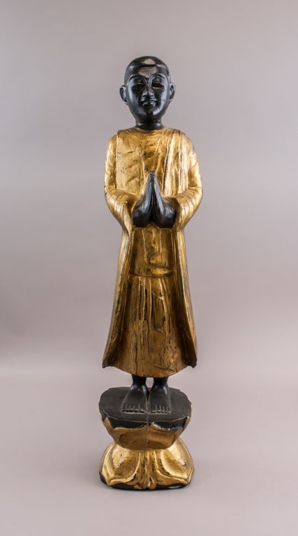 Chinese Gilt Wooden Monk Sculpture (1 of 9)