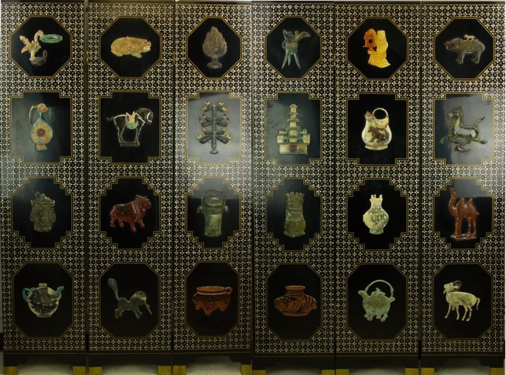 Black Lacquered Wood Panels w/ Hardstone Inset (1 of 18)