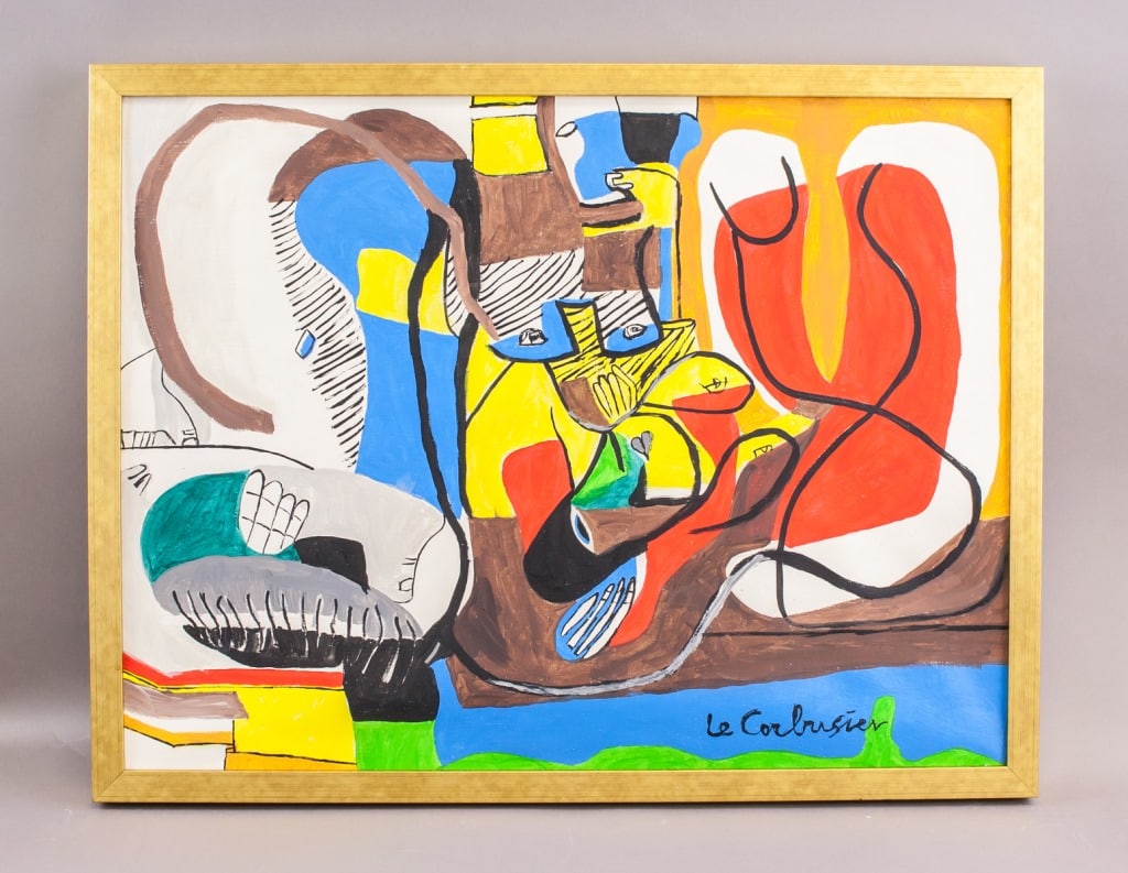 Swiss-French Acrylic on Canvas Sgd Le Corbusier (1 of 7)