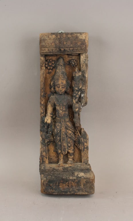 15-16c Indian Antique Wood Carved Wall Devi (1 of 10)