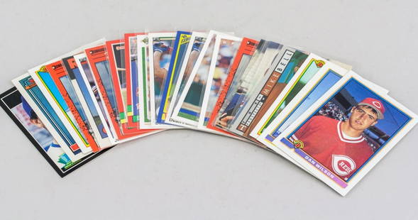 Vintage Bowman & Upper Deck Baseball Cards: Lot of vintage Bowman and Upper Deck baseball cards, consisting of assorted players and teams from various seasons. The collection includes at least six cards in clear individual holders and a selecti