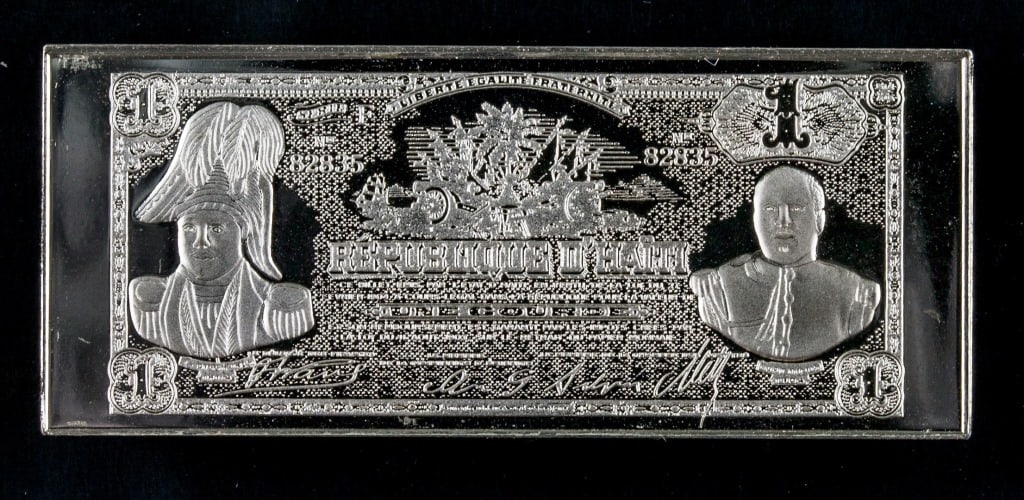 1903 Haiti First Republic 1 Gourde Silver Art Bar (1 of 2)