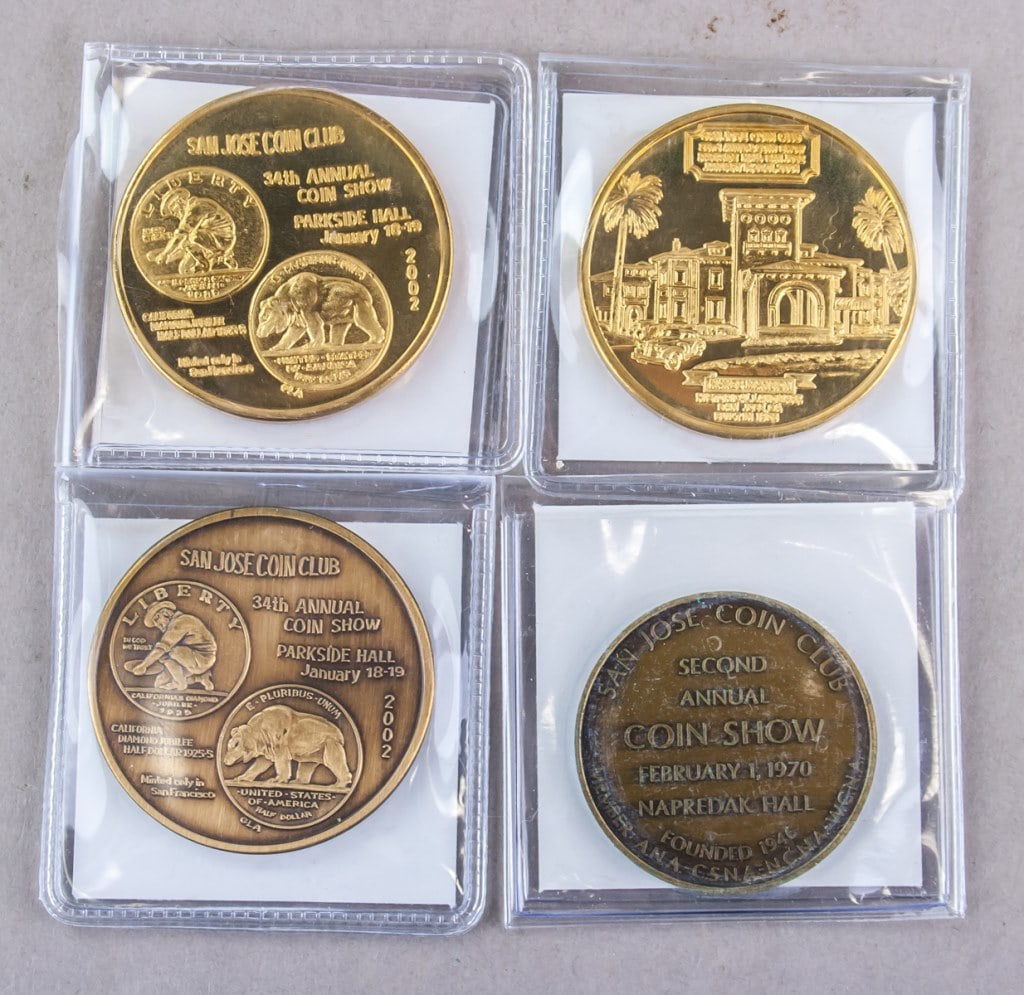 Vintage Sam Jose Coin Show Commemorative Coins 4pc (1 of 9)
