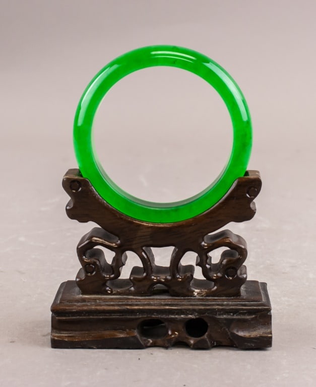 Chinese Green Hardstone Carved Bangle (1 of 6)