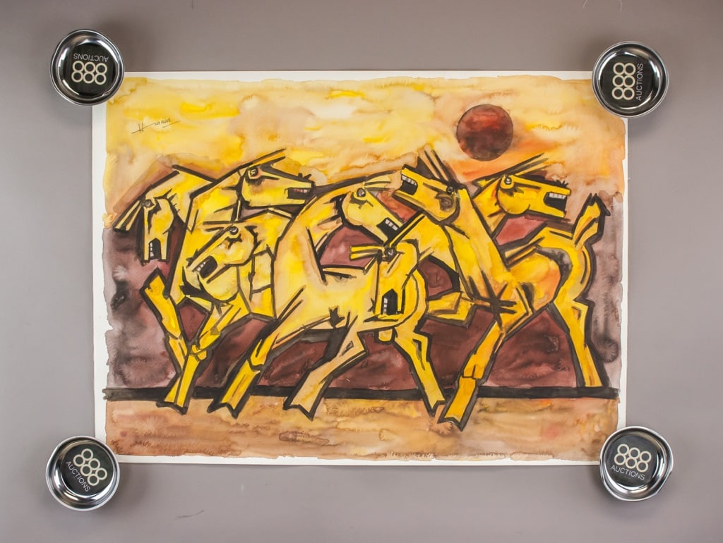 WC on Paper Maqbool Fida Husain w/ COA '1998 (1 of 10)