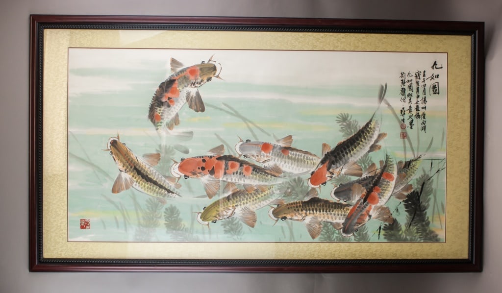 Chinese WC on Paper Signed Wu Yisheng w/ Seals (1 of 10)