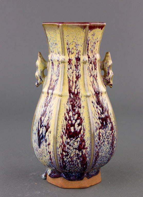 Chinese Jun Ware Song Style Octagon Porcelain Vase (1 of 4)