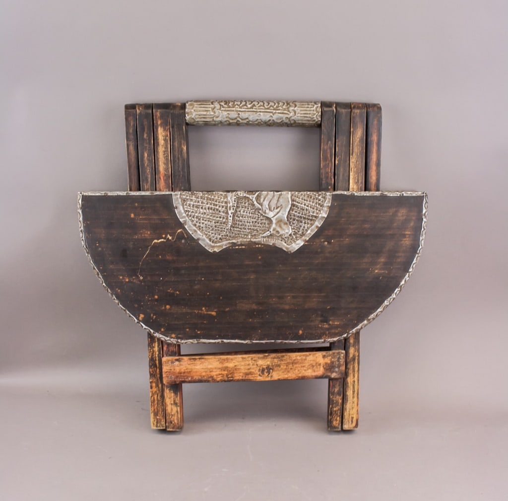 Antique African Wood Carved Folding Table - 6