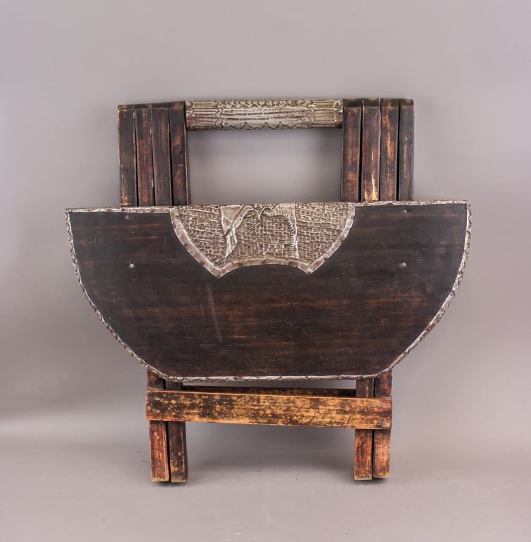 Antique African Wood Carved Folding Table - 9