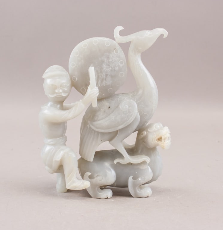 Chinese Hetian White Jade Carved Sculpture (1 of 8)