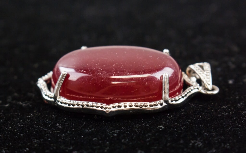 Large Ruby Gemstone Silver-plated Pendant - 4