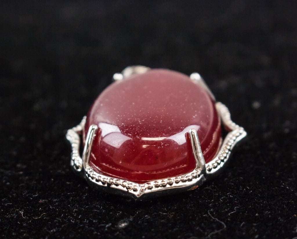 Large Ruby Gemstone Silver-plated Pendant - 5