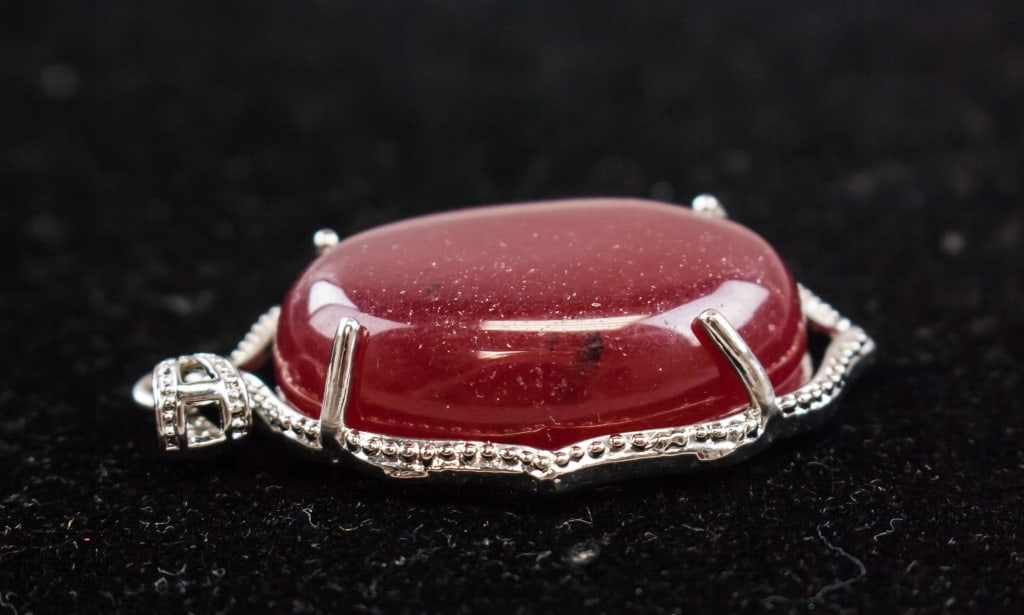 Large Ruby Gemstone Silver-plated Pendant - 6