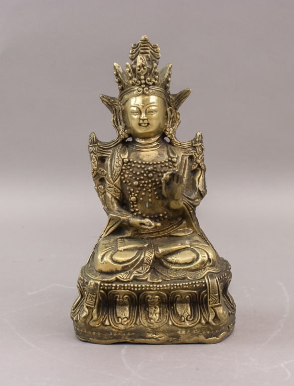 Chinese Bronze Carved Amitayus Buddha (1 of 9)