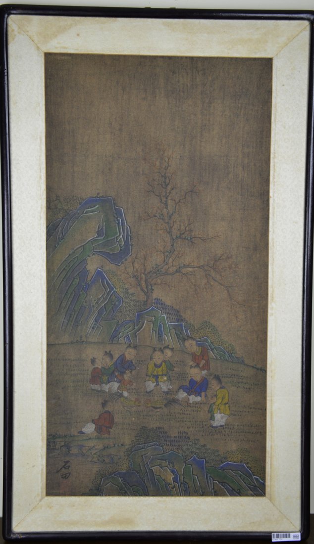 Framed Chinese Ming Style Painting Stamped Shitian - 2