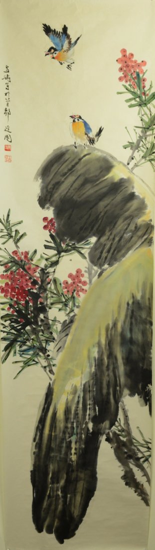 Chinese Bird Painting on Paper Signed Wang Xue Tao
