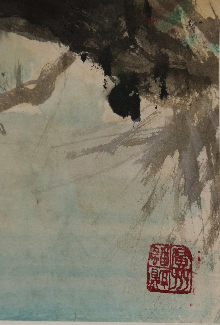 Watercolour Painting of Eagles Signed Gao Jian Fu - 3