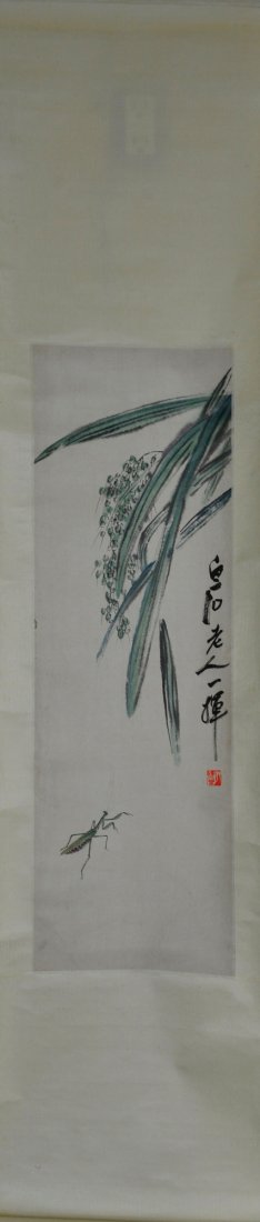 Chinese Painting of Praying Mantis Signed Qi Bashi - 2