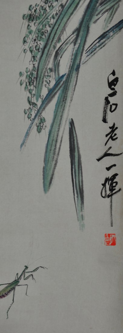 Chinese Painting of Praying Mantis Signed Qi Bashi - 3