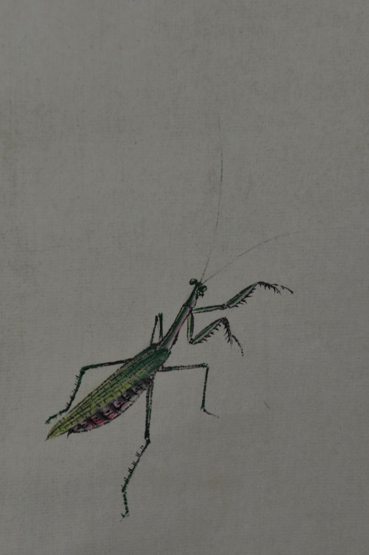 Chinese Painting of Praying Mantis Signed Qi Bashi - 5