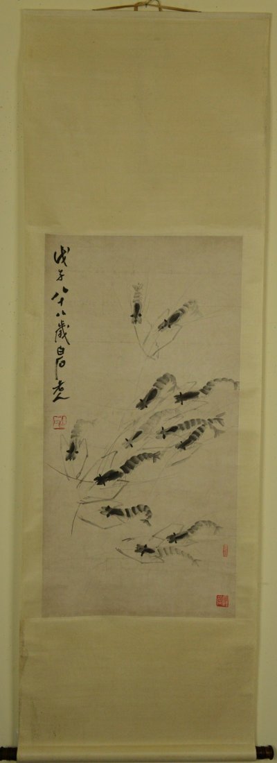 Chinese Painting of Shrimps Signed Qi Bashi - 4