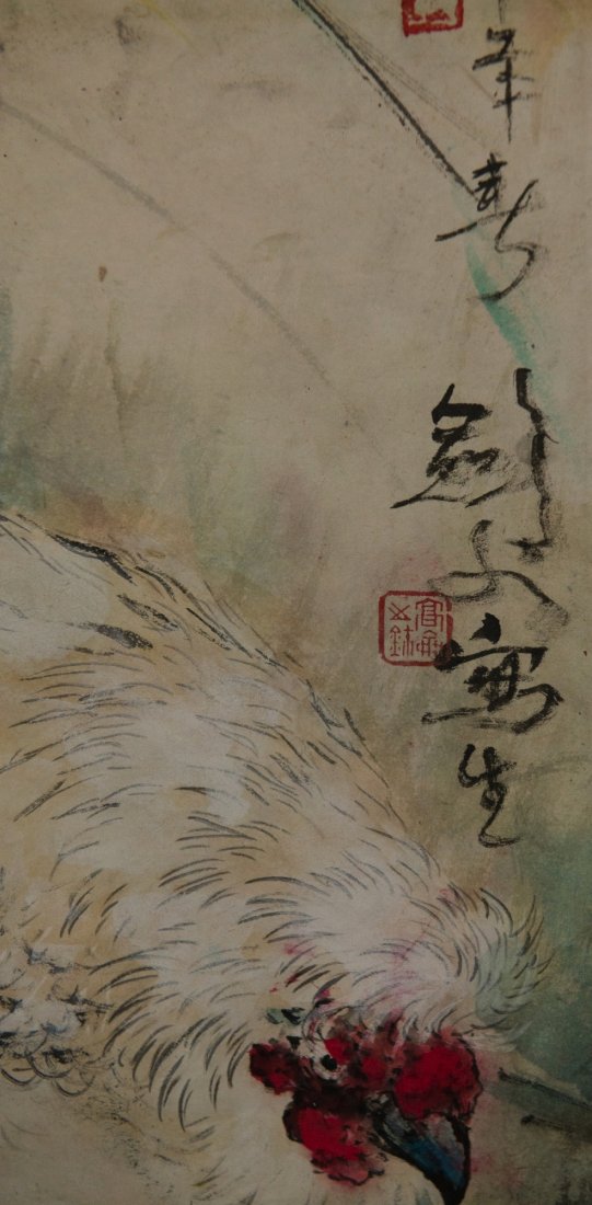Chinese Painting of Roosters Signed Gao Jian Fu - 6