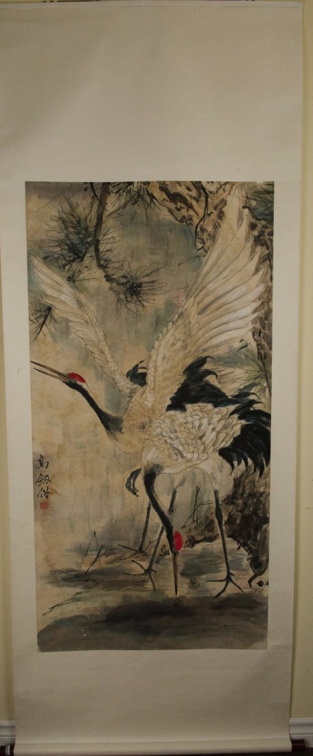 Chinese Painting of Cranes Signed Gao Jian Zhang - 3