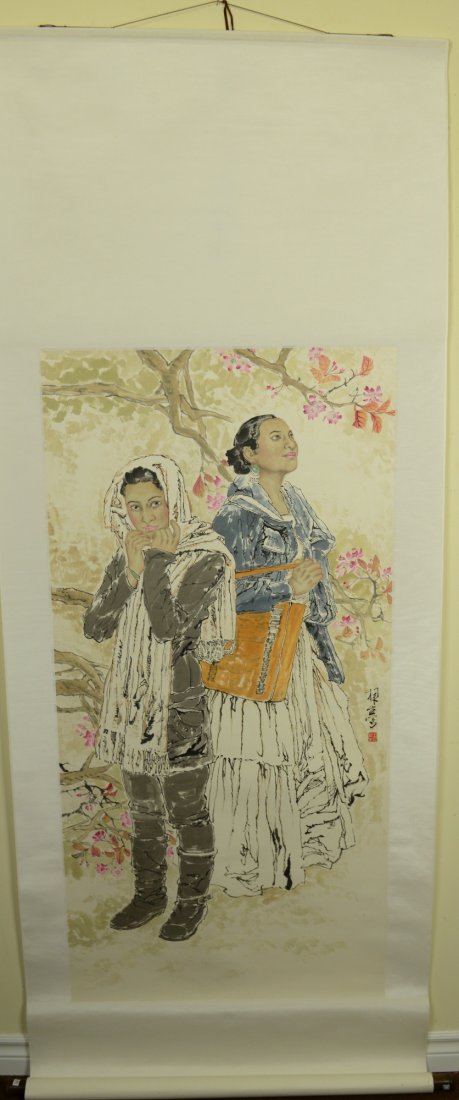 Chinese Painting of Women Signed Wang Zhen Sheng - 3