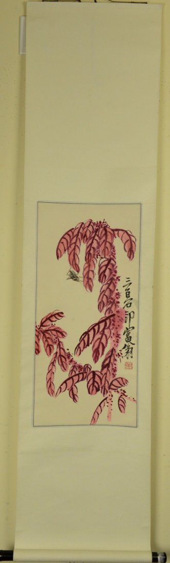 Modern Chinese Watercolour Painting Leaves Signed - 4