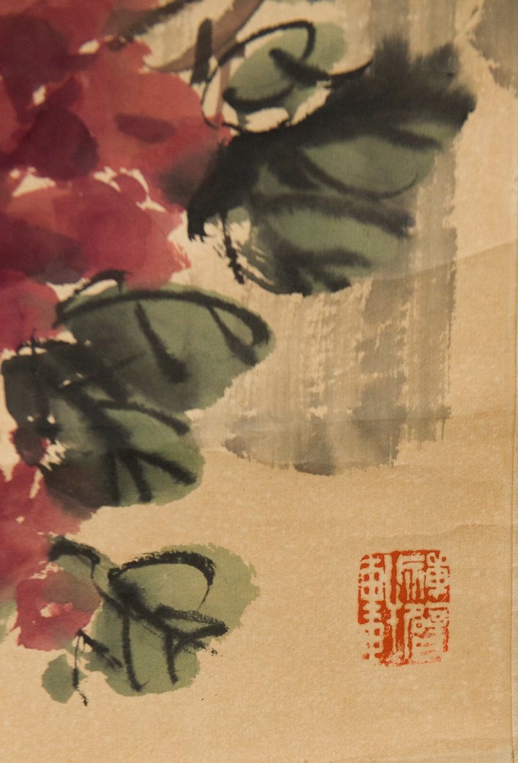 Set of Four Flower Paintings Signed Hu Chang Shuo - 9