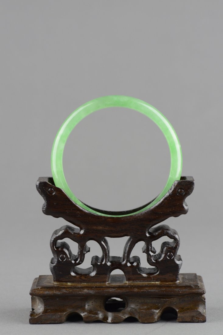 Chinese Apple Green Jadeite Bangle - 2