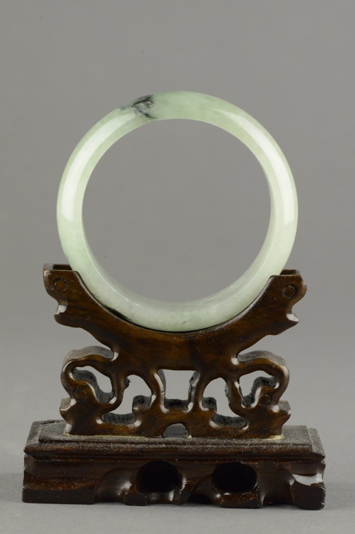 Emerald Green Jadeite Bangle w Grade A Certificate - 2