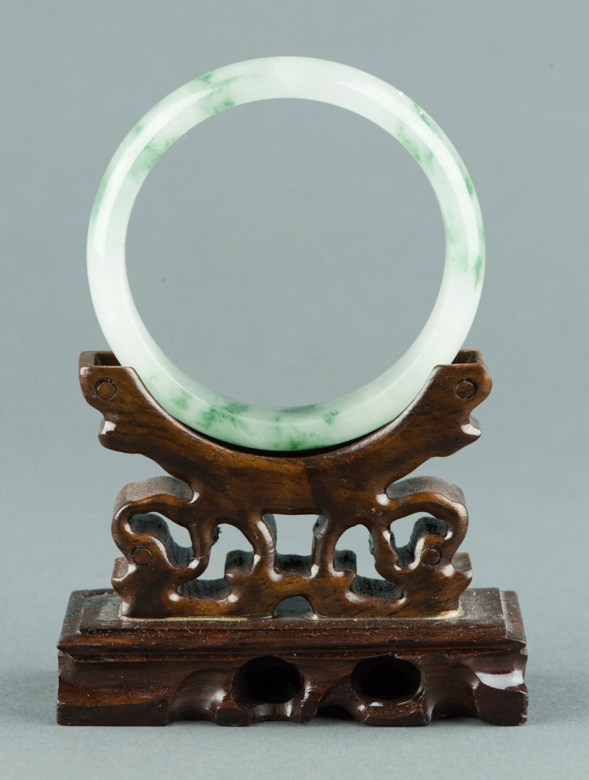 Fine Chinese Celadon Jadeite Carved Bangle