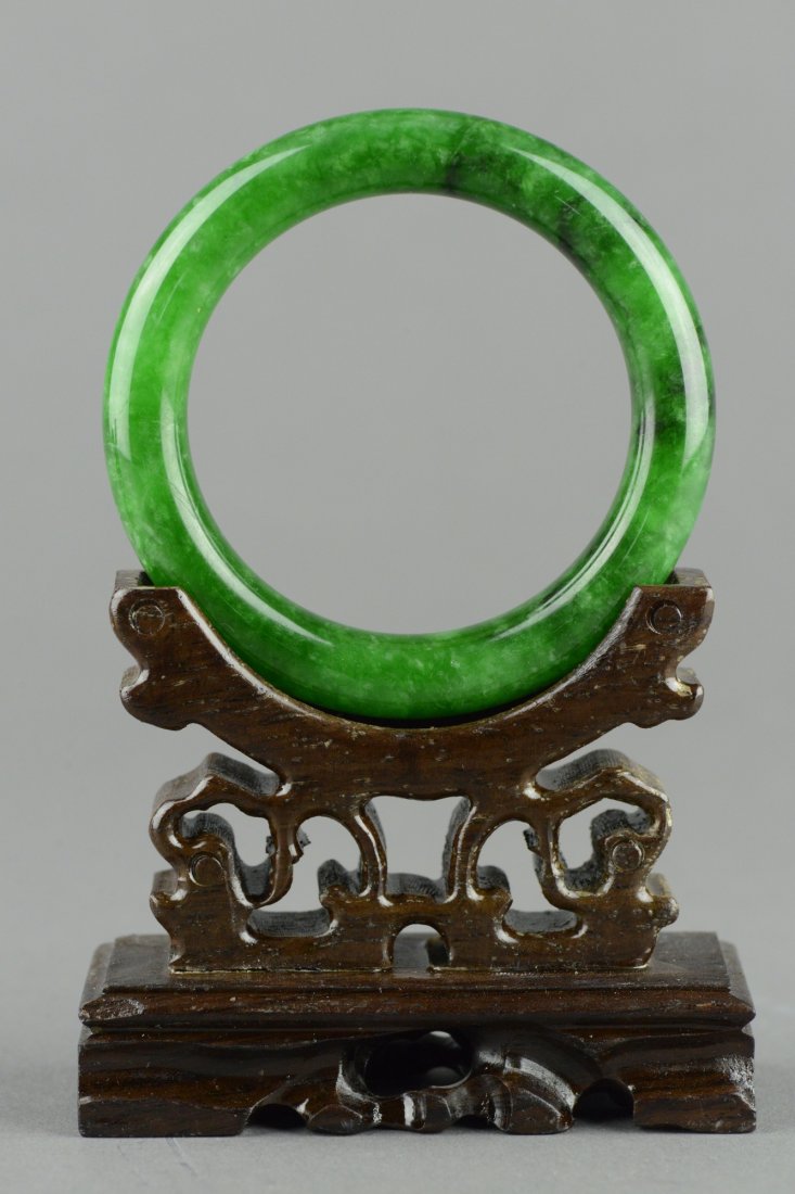 Chinese Emerald Green Jadeite Bangle - 2
