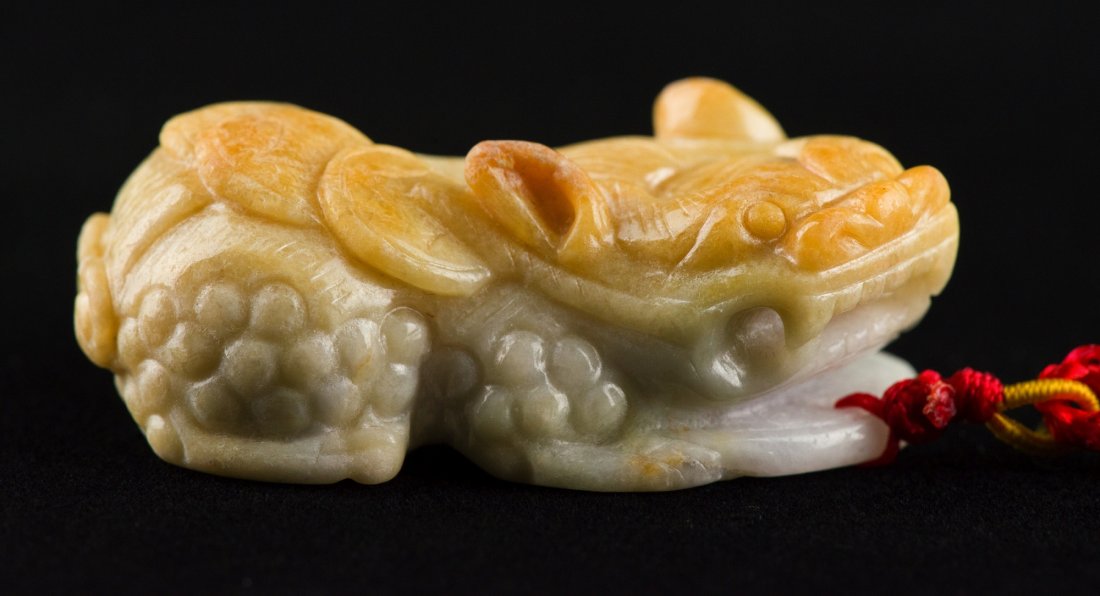 Chinese Milky & Yellow Jadeite Carved Lion Pendant
