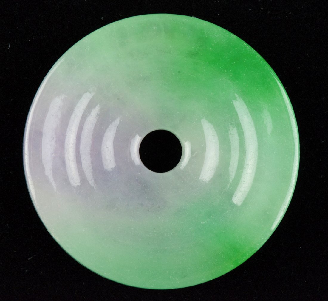 Charming Chinese Tri-Tone Jadeite Disc Pendant