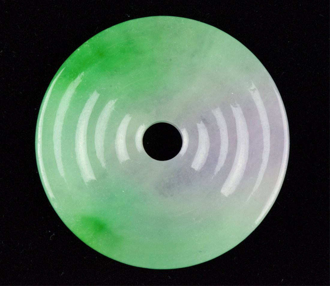 Charming Chinese Tri-Tone Jadeite Disc Pendant - 2